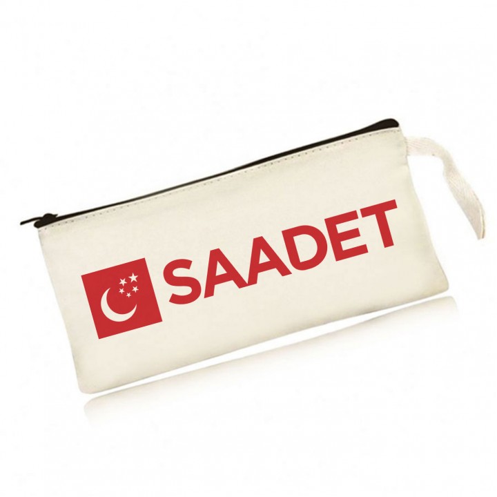 Saadet Partisi Logolu Fermuarlı Ham Bez Kalemlik